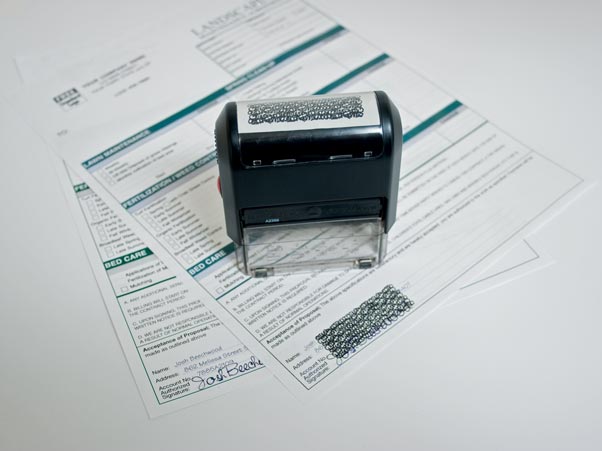 Stamp to use on sensitive documents