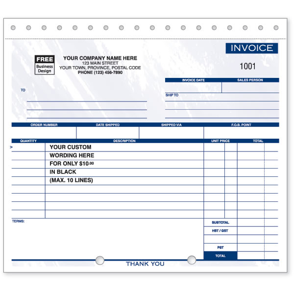 W105 - Compact Carbonless Invoices