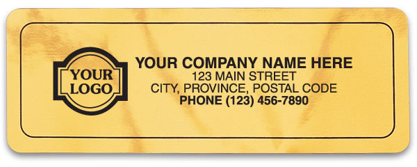 Gold rectangular Mylar labels with your company name.