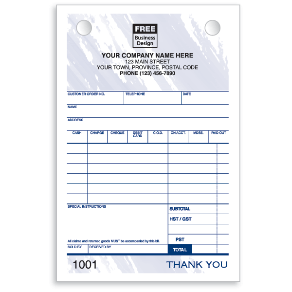 W609 - Custom Register Forms | Compact Sales Slips