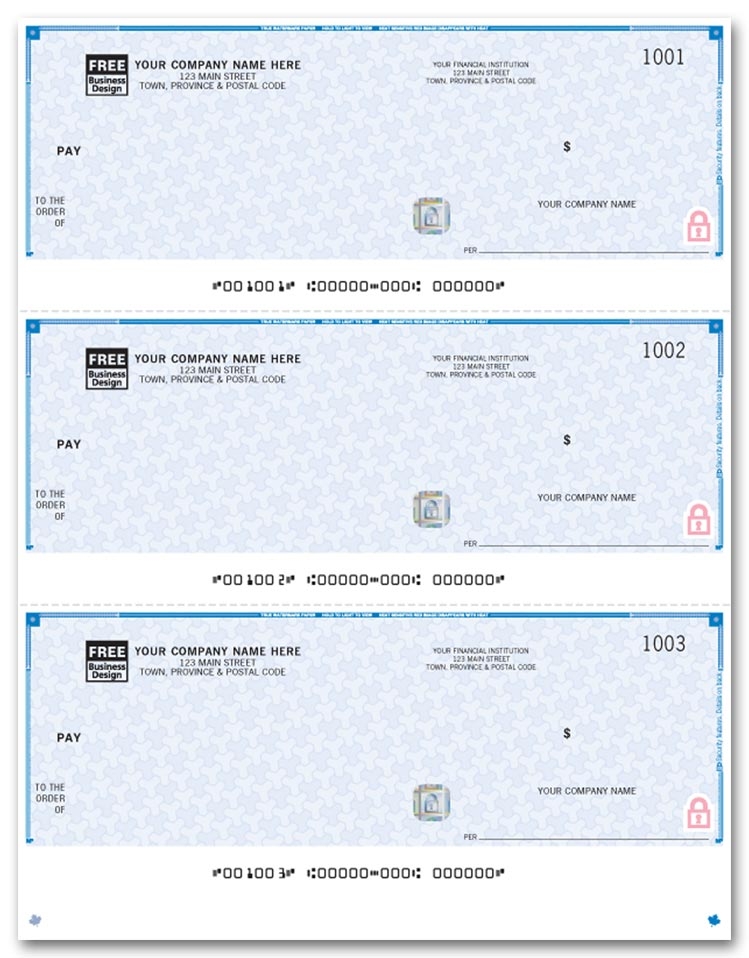 WHS9011 - Laser Cheques, 3-up, Premium Security
