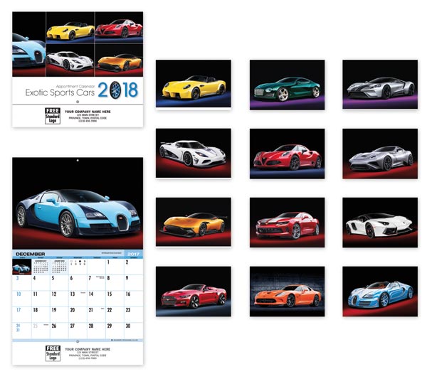 Custom printed 2018 wall calendar printed with your dealership or business name.