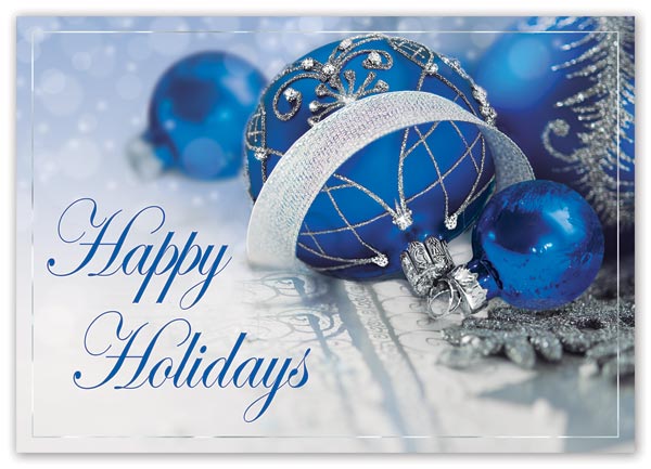 Send warm holiday greetings with this elegant and budget-friendly Starlight Sapphire Card.