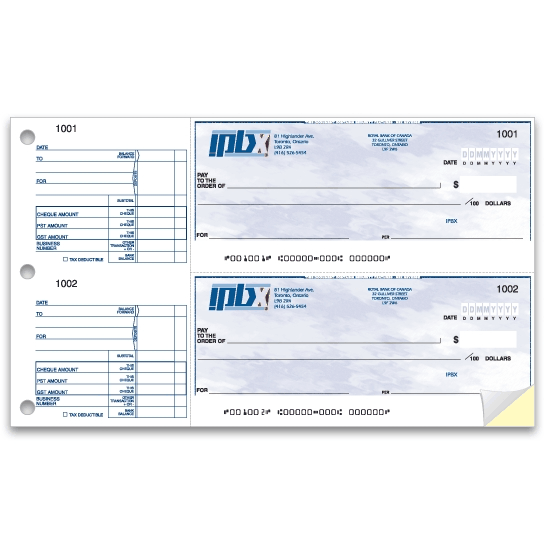 1165MA - Custom Cheques, 2-To-a-Page, 3 Ink Colors