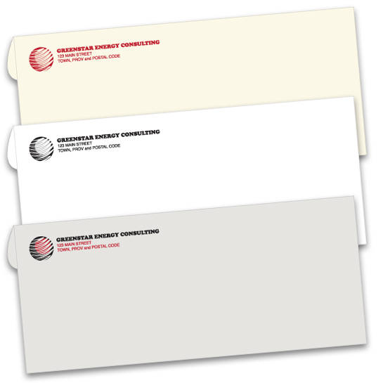 Textured envelopes printed with your logo on colour paper.