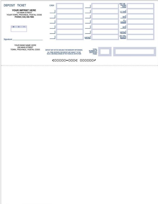 Laser Single Deposit Slips 