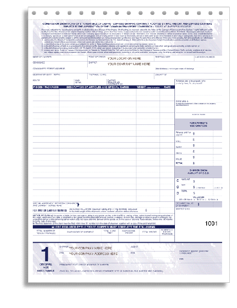 W184 - Custom Bills of Lading | Bills of Lading Printing