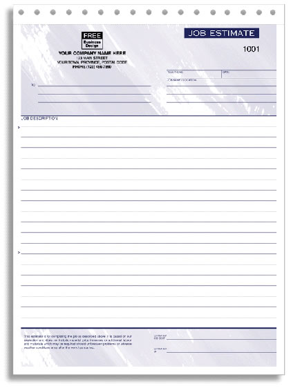 W215 - Job Estimate Business Form with Disclaimer