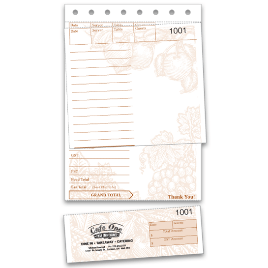 W2503B - Restaurant Guest Checks | Waiter Order Forms