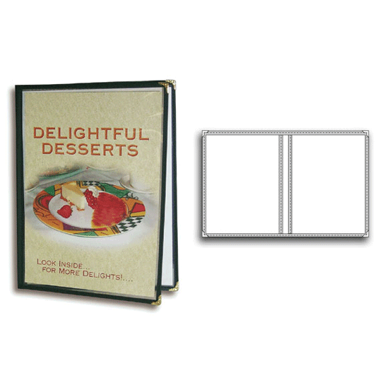 W2510 - Clear Restaurant Menu Covers - Double Panel Restaurant Covers 