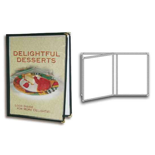 W2513 - Restaurant Menu Covers | 3-Panel Clear Restaurant Menu Cover