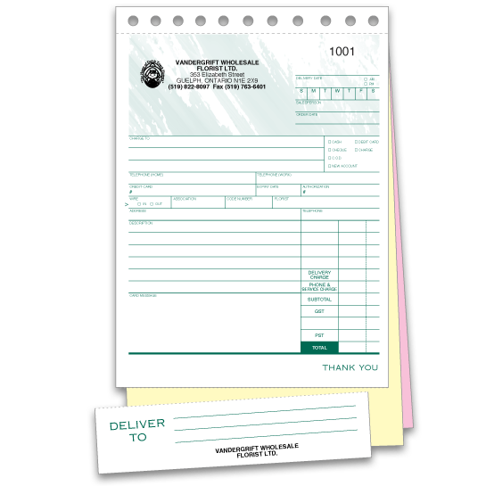 W2756 - Flower Delivery Forms | Floral Delivery Order Forms
