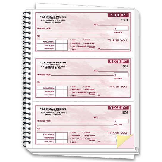 W693 - Custom Printed Receipt Books, Spiral Bound