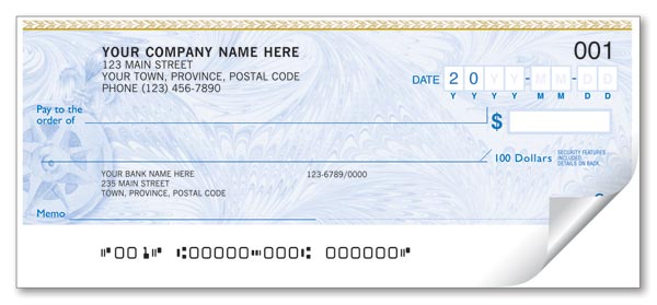 Customized blue personal cheques