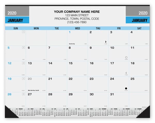Large desk planner that you can personalize online for the year 2020.