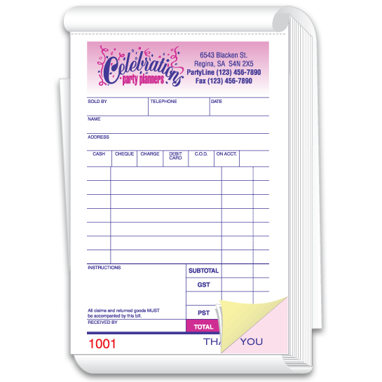 Custom printed forms with copies that come as loose sheets or books.