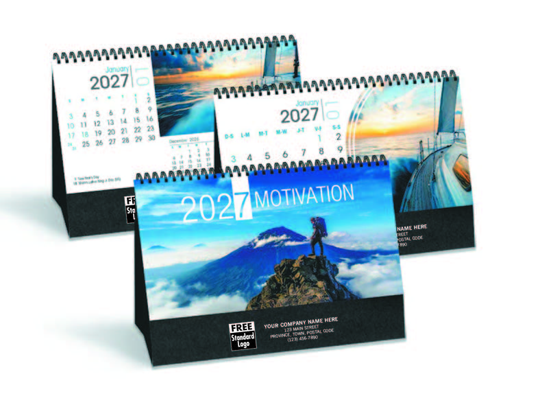 This desk calendar serves as a great advertising tool with your business information printed on both sides.