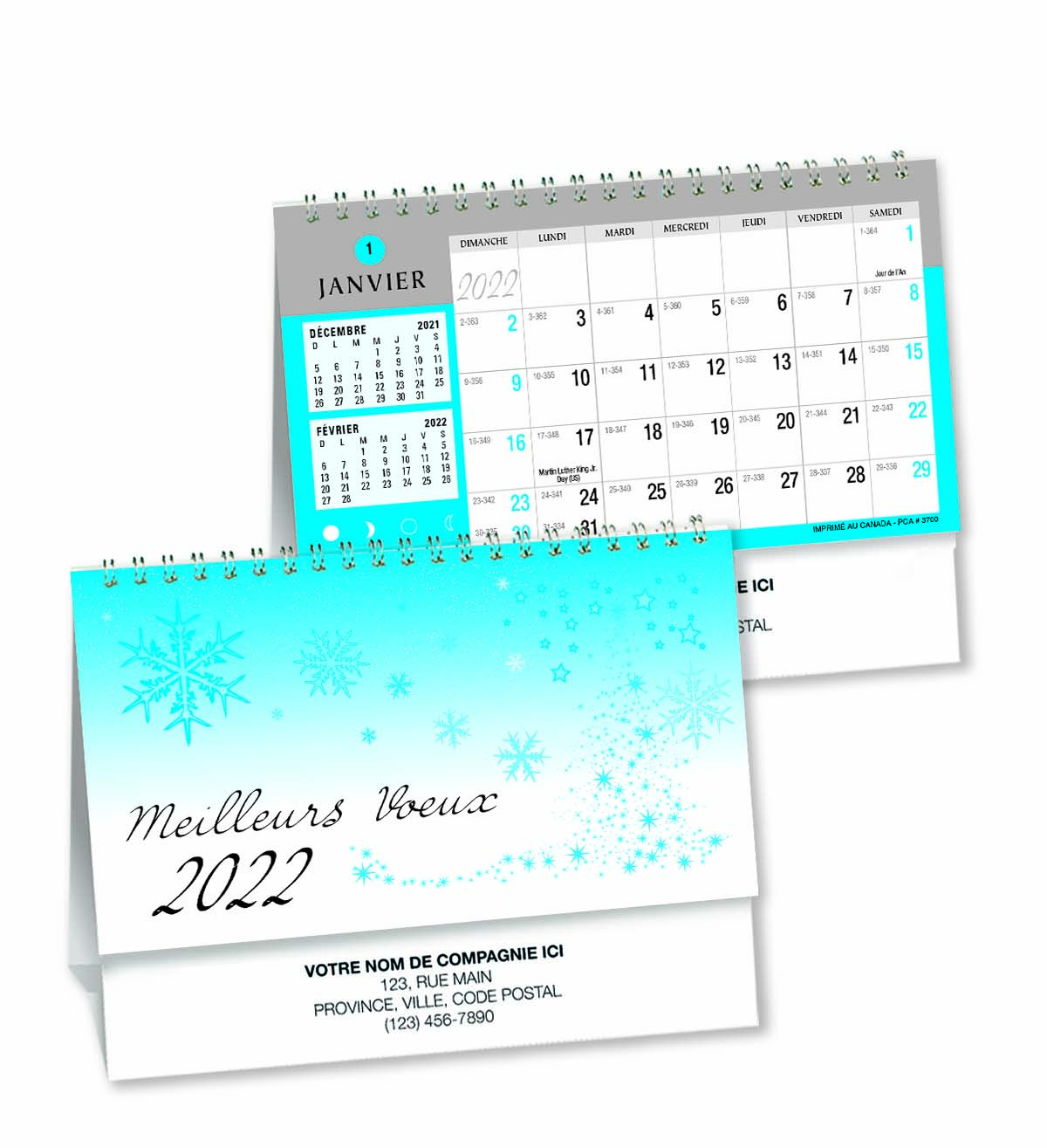 This 2022 desk calendar is customized with your business information on both sides.