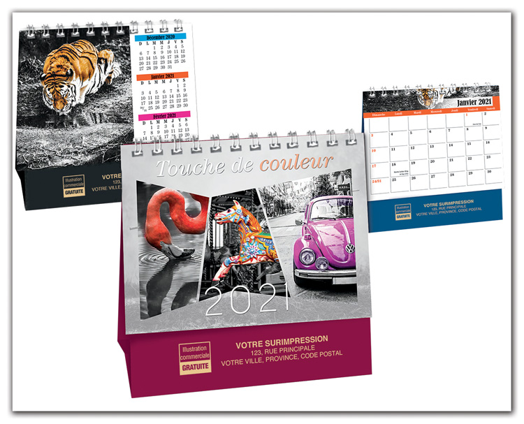 The Touch of Colour Calendar features a gallery of black and white photos, each artistically enhanced with a pop of colour.