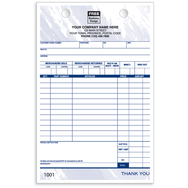 611 - Auto Parts Forms with Two Copies