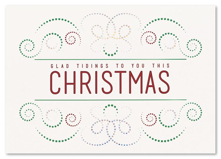 Fanciful swirls of delicate dots bring simple elegance and joy to the Light Bright Christmas Holiday Card.