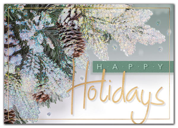 Send a moment of peace and joy inspired by Nature herself with the Evergreen & Gold Holiday Card.