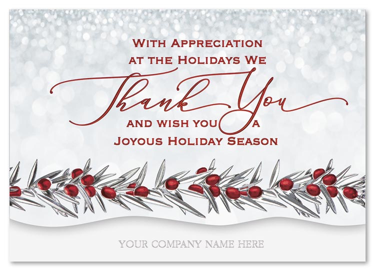 The Full of Thanks Holiday Card shares your gratitude for another year gone by while showcasing your company.
