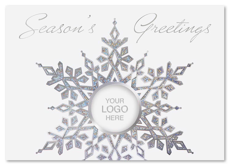 A dazzling star of silver prisms lets your company shine through with the Spectrum Sparkle Logo Holiday Card.