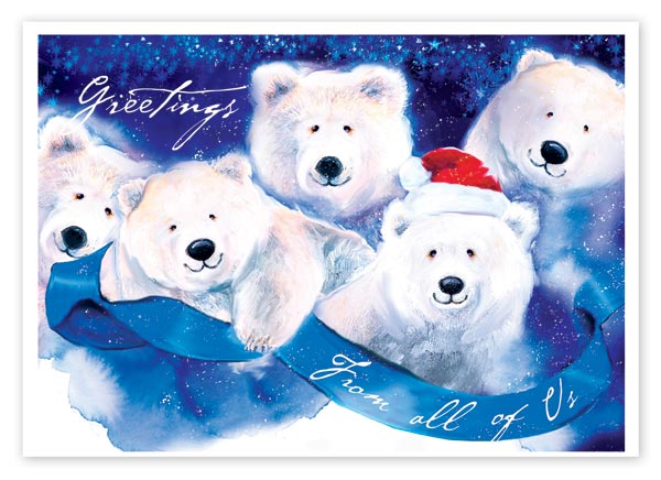 The furry quintet of the Jolly Bears holiday card is sure to bring a smile.