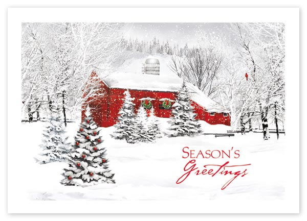 Send warm holiday greetings with this rustic and budget-friendly Country Living Card.
