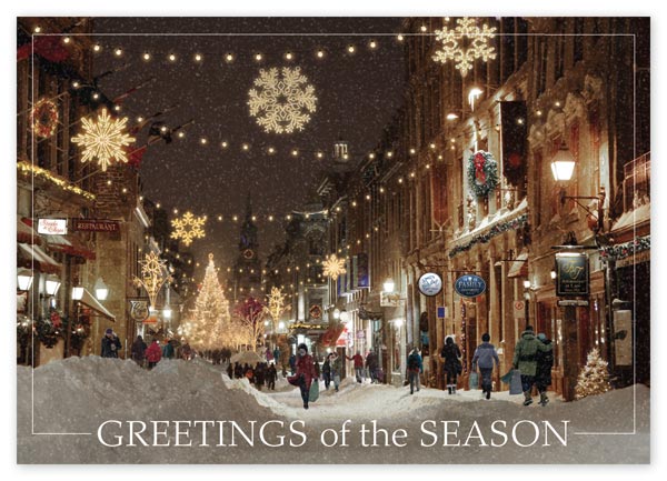 Send warm holiday greetings with this charming and budget-friendly Stroll on State Card.