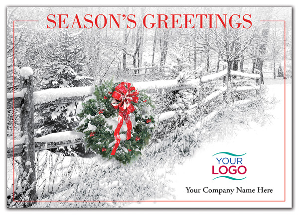 Share a rustic moment of peace and joy with the Picture Perfect Holiday Logo Card.