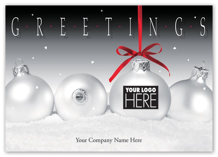 Holiday card with frosty display and black logo imprinting

