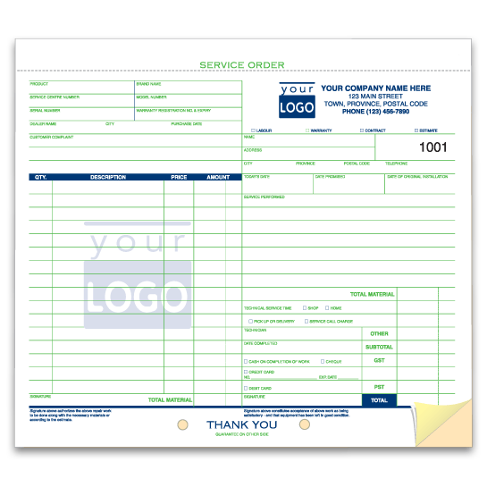 Custom printed business forms with last part being a tag stock.
