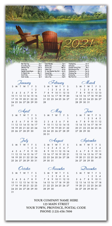 Lake View Calendar Card printed with your own company information