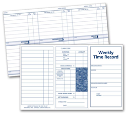 Weekly employee time record cards