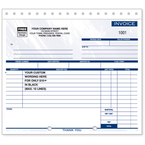 Compact Carbonless Invoices