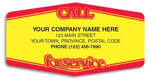 Call For Service Yellow Vinyl Labels
