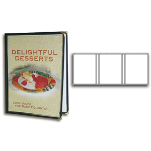 3 Panel Restaurant Menu Covers, Letter Size Inserts