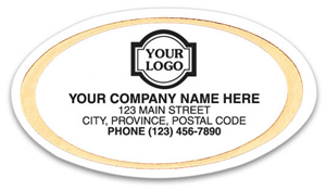Gold and White Oval Labels