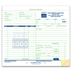 Customized business forms with tag back